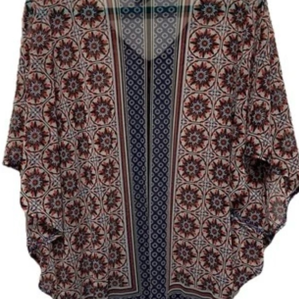 INC International Concepts Boho Kimono Sleeve Blouse Festival Flowy Resort Sz 1X - Picture 2 of 8